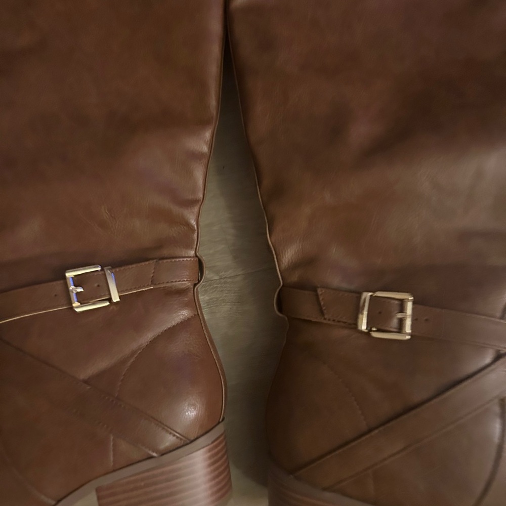Brown Leather Knee-High Boots